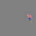 Two Female Figures With Purple V Stands Among Pink Cherry Blossom Trees And Scattered Petals