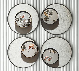 New Chinese Round Frame Painting Decorative Painting 3d model