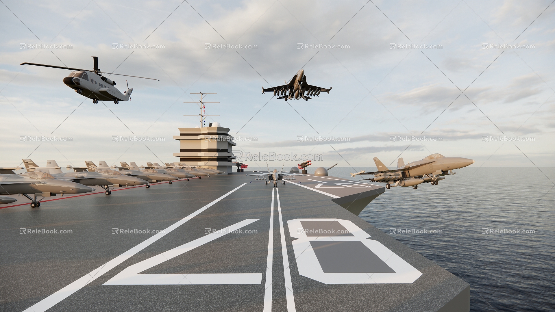 US aircraft carrier flight deck 3d model