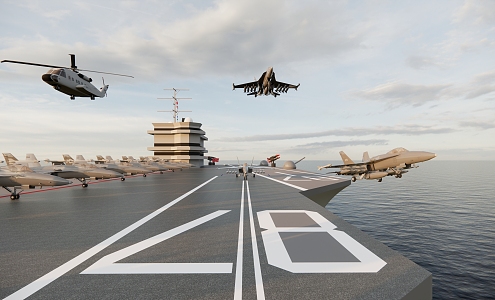 US aircraft carrier flight deck 3d model