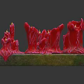 Decorative Red Candle Lamp With Multiple Sculptural Shapes And Green Base