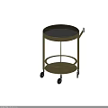 Gold Modern Side Table With Metal Frame Round Top And Lower Shelf 3d model