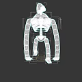 Green Robot Game Movie Character With Long Arms Red Eye And Skeleton Structure