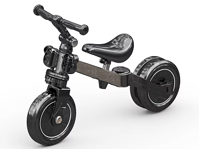 Black Children's Tricycle With Sturdy Frame Comfortable Seat And Stable Wheels 3d model