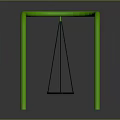 Green Metal Frame Hanging Chair With Circular Seat For Outdoor Patio Use