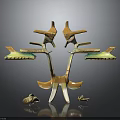 Symmetric Artistic Character Sculpture With Mythical Creature Wings And Clawed Ceramic Details