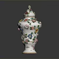 Artistic Sculpted Porcelain Urn with Intricate Colorful Floral Carvings and Ornate Top Decoration