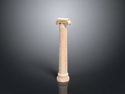 Elegant Classical Fluted Marble Column With Ornate Capital And Green Accents 3d model