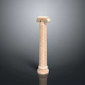 Elegant Classical Fluted Marble Column With Ornate Capital And Green Accents