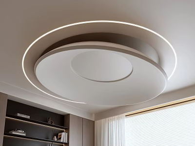 Modern Circular Ceiling Design With LED Lighting In Room 3d model