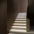 Sleek Modern Staircase Design With Illuminated Steps And Dark Wooden Walls