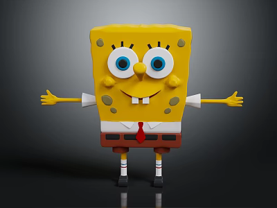 SpongeBob SquarePants Yellow Square Animated Character With Big Blue Eyes And Open Arms 3d model