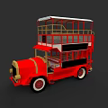 Vintage Red Double Decker Bus With Open Top And Gold Accents