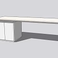 Simple Modern Rectangular Dining Table With Side Cabinet Doors And Smooth Surface 3d model