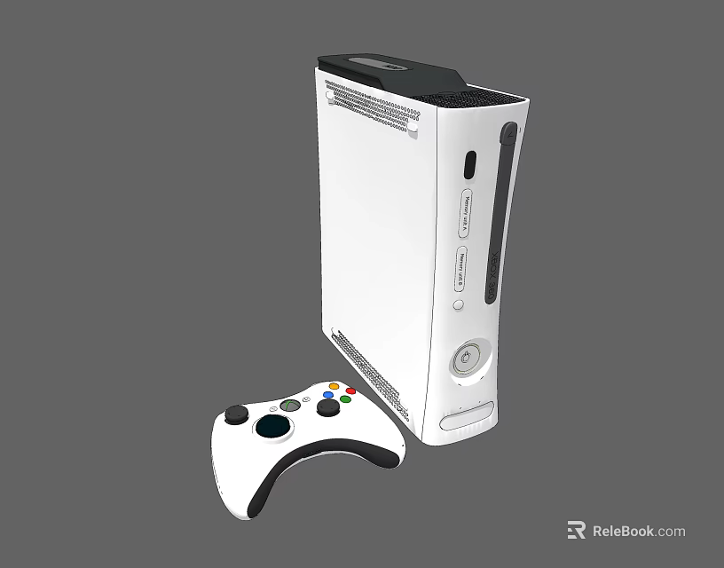 White Entertainment Electronics Gaming Console With Game Controller 3d model 