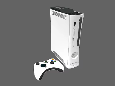 White Entertainment Electronics Gaming Console With Game Controller 3d model