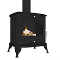 Classic Cast Iron Fireplace With Burning Flames And Sturdy Legs Design 3d model
