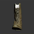 Classic Tan Leather Lace Up Boot With Mid Block Heel And Vintage Design