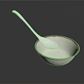 Light Pink Bowl With Brown Rim And Spoon Inside For Daily Use