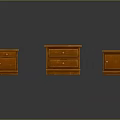 Three Wooden Bedside Tables With Drawers In Classic Brown Finish Design