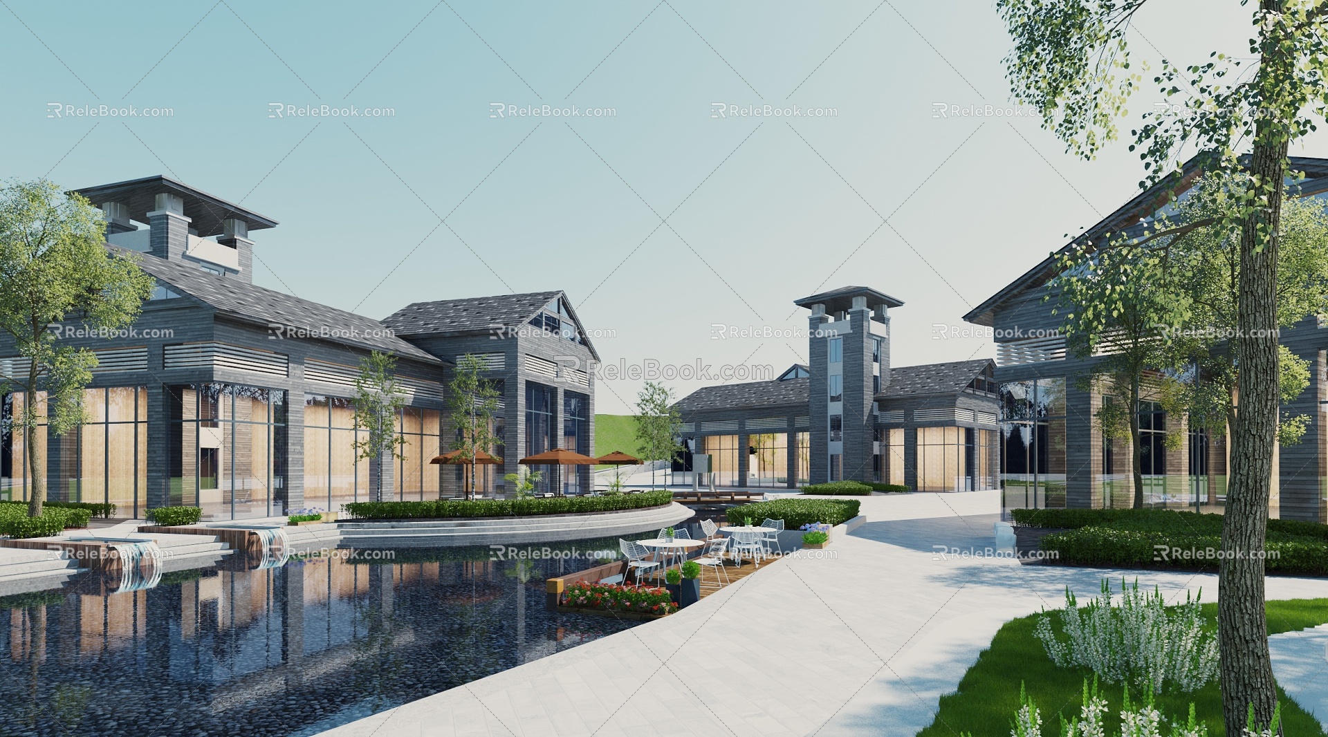 modern clubhouse building clubhouse 3d model