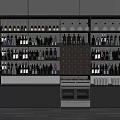 Modern Black Wine Cabinet With Multiple Shelves And Bottles Storage 3d model