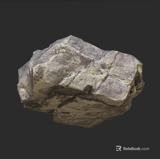 Natural Rock With Surface Texture And Visible Cracks In Natural Scene 3d model 