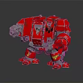 Red Mechanical Armored Creature With Heavy Weapon And Detailed Armor Design 3d model