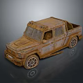 Rusty Vintage Truck Model With Weathered Brown Exterior And Detailed Wheels