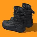 Stylish Modern Black High Top Boots With Structured Upper And Laces