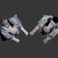 Adorable Stuffed Rabbit Dolls Wearing Blue And White Checkered Dresses Standing On Black Reflective Surface