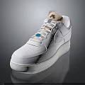 White Nike Air Force 1 Casual Sneakers With Blue Accent And White Laces Design