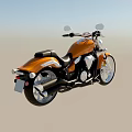 Orange Cruiser Motorcycle With Black Seat White Wheels Streamlined Body And Headlights
