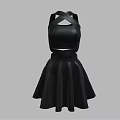 Women's Black Leather Cropped Dress With Crisscross Straps And Flared Skirt