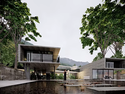 single-family villa building 3d model