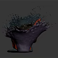 Colorful Liquid Splash Artistic Sculptures in Blue Brown Red Purple on Gray Background