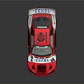 Red and White Racing Car With Sponsor Logos Rear Wing And Number 2