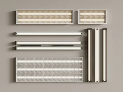 Grid Lamps And Linear Lights In Various Styles 3d model