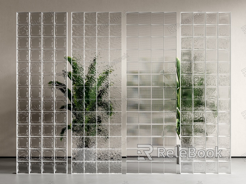 Modern glass brick partition glass brick screen model