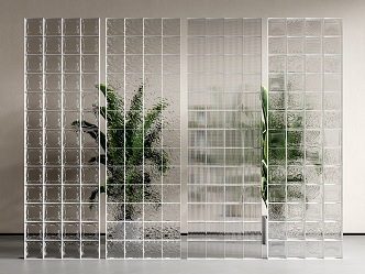 Modern glass brick partition glass brick screen 3d model