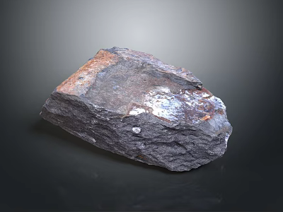 Raw Natural Stone Block With Rust And Gray Color Variations And Rough Surface Texture 3d model