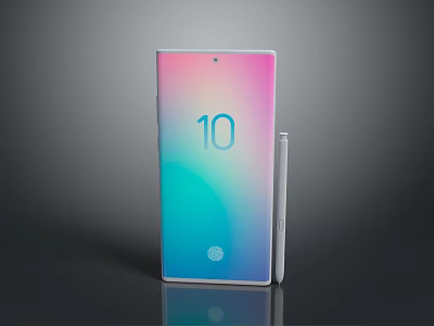 Sleek Digital Smartphone With Gradient Display 10 And Stylus Pen Design 3d model