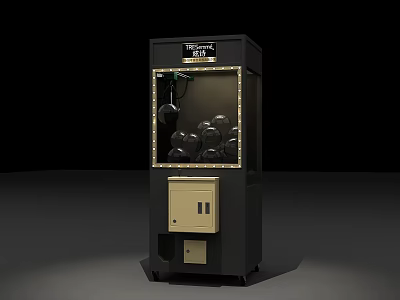 Black Amusement Equipment With Beige Coin Slot Dumbbells Inside And Score 3d model