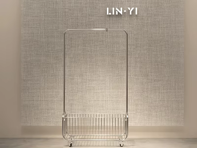 LIN YI Clothing Store Display With Metal Clothes Rack And Textured Fabric Wall 3d model