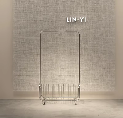 LIN YI Clothing Store Display With Metal Clothes Rack And Textured Fabric Wall 3d model