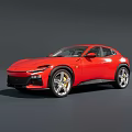 Red High Performance Sporty Car With Aerodynamic Body Sharp Front Design And Alloy Wheels