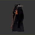 Black Military Uniform Featuring Red Tassels Shoulder Straps And Decorative Buttons
