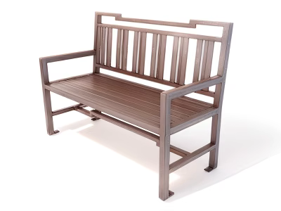 Wooden Leisure Chair With Armrests And Slatted Back For Outdoor Garden Use 3d model