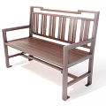 Wooden Leisure Chair With Armrests And Slatted Back For Outdoor Garden Use