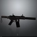 Modern Black Assault Rifle With Tactical Barrel Scope Detailed Structure And Ergonomic Grip